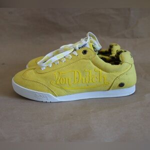 Von Dutch BKRJ31 Yellow Canvas Low Top Sneakers Women’s Sz 5 Flying Eyeball Y2K